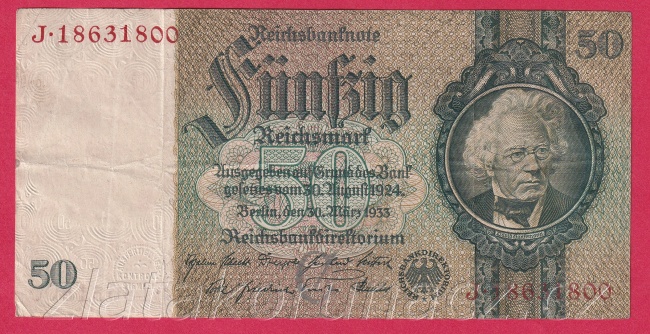 Německo - 50 Reichsmark 30.3.1933 - série J - C  - 8  m.č.