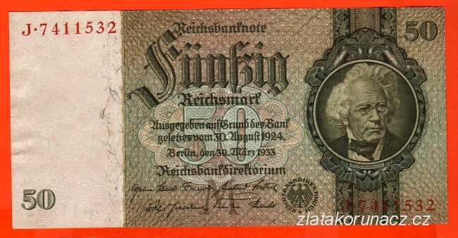 Německo - 50 Reichsmark 30.3.1933 - série J-M,7 m.č.