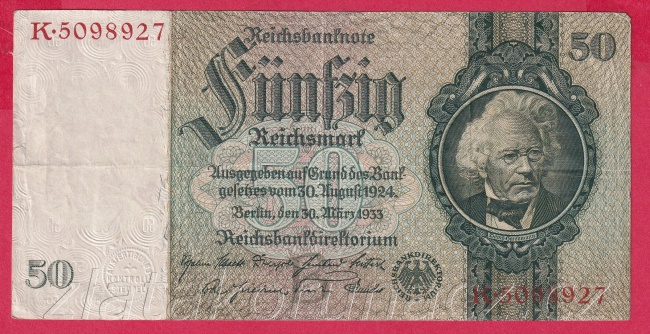 Německo - 50 Reichsmark 30.3.1933 - série K - B - 7  m.č.