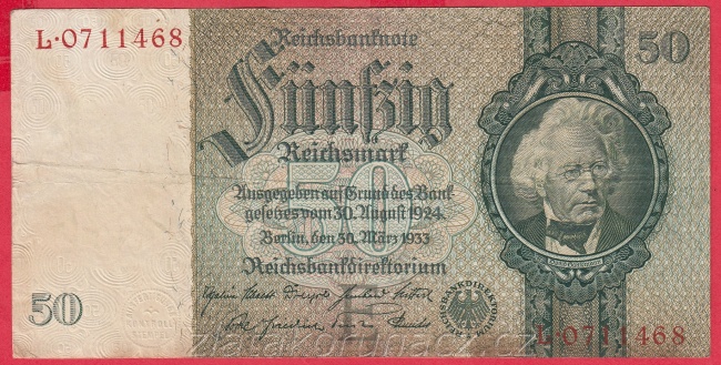 Německo - 50 Reichsmark 30.3.1933 - série L-E,7 m.č.