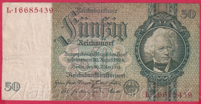 Německo - 50 Reichsmark 30.3.1933 - série L - F - 8  m.č.