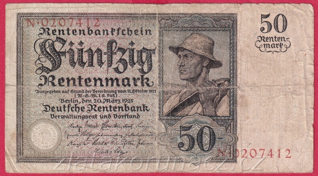 Německo - 50 Rentenmark 20.3.1925 - série N