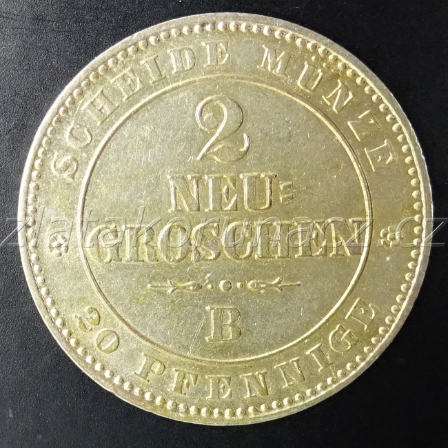 Německo - Sasko - 2 New Groschen 1864 B