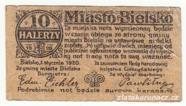 Polsko-Bielsko - 10 Haler 1920 