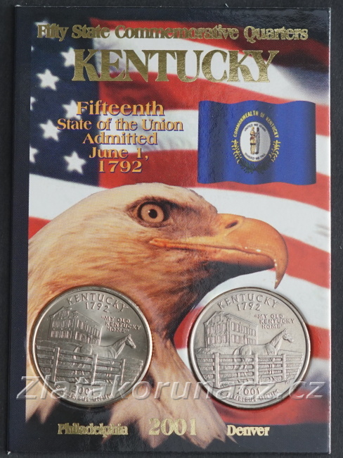 Sada dvou mincí - USA - 1/4 dollar 2001 Kentucky