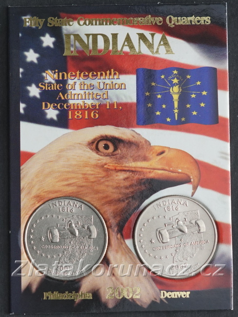 Sada dvou mincí - USA - 1/4 dollar 2002 Indiana