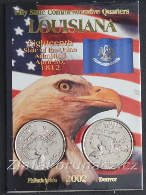 Sada dvou mincí - USA - 1/4 dollar 2002 Louisiana