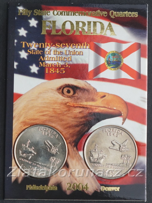 Sada dvou mincí - USA - 1/4 dollar 2004 Florida