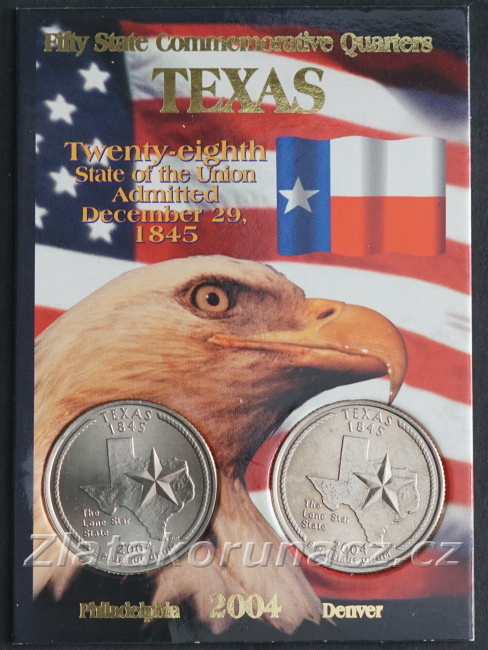 Sada dvou mincí - USA - 1/4 dollar 2004 Texas