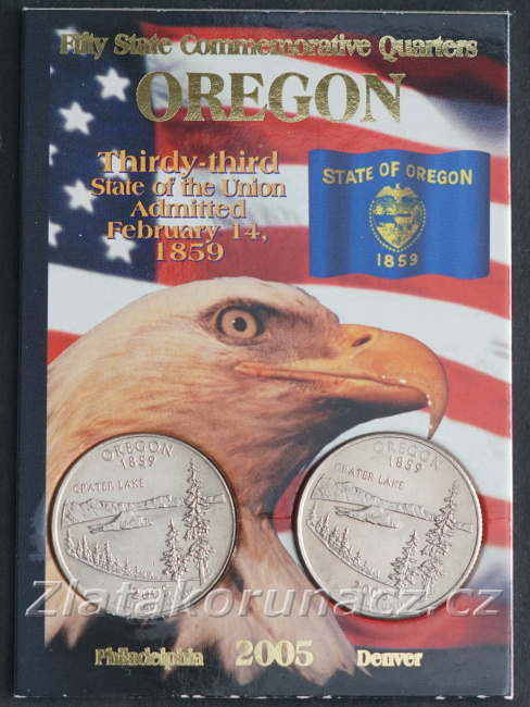 Sada dvou mincí - USA - 1/4 dollar 2005 Oregon