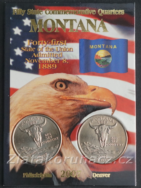 Sada dvou mincí - USA - 1/4 dollar 2007 Montana