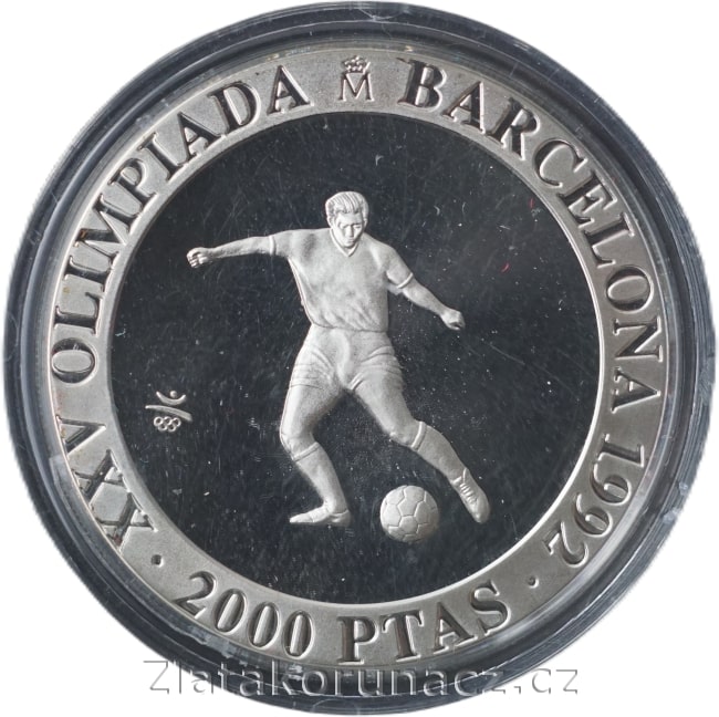 Španělsko - 2.000 pesetas 1990 - Olympiáda 1992 Barcelona fotbal