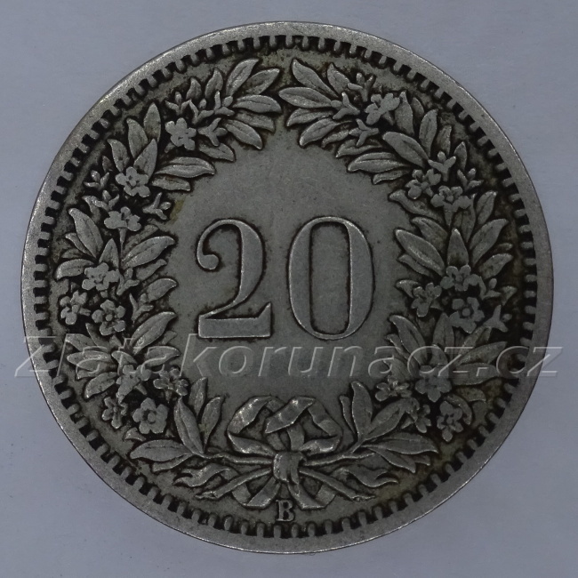 Švýcarsko - 20 rappen 1885 B