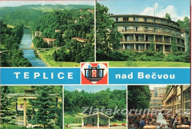 Teplice nad Bečvou - řeka s lesy kolem, park, restaurace