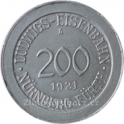 Nürnberg - Fürth - 200 pfennig 1921 Ludwis Eisenbahn