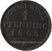 Prusko - 1 pfenning  1865 A