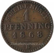 Prusko - 1 pfenning  1868 B