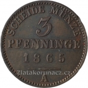 Prusko - 3 pfenninge 1865 A