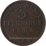 Prusko - 3 pfenninge 1866 A