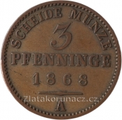 Prusko - 3 pfenninge 1868 A