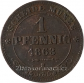 Sasko - 1 Pfennig 1863 B