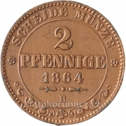 Sasko - 2 pfennige 1864 B