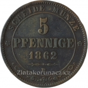 Sasko - 5 Pfennige 1862 B