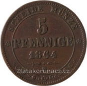 Sasko - 5 pfennige 1864 B