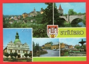 Stříbro - radnice, náměstí, most přes Mži, kostel, gotická věž