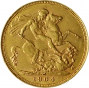 Zlatá mince Anglie - 1 Sovereign 1904