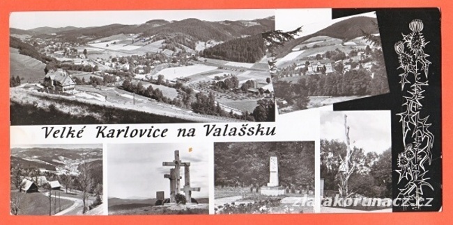 Velké Karlovice-Celkový pohled,pomník