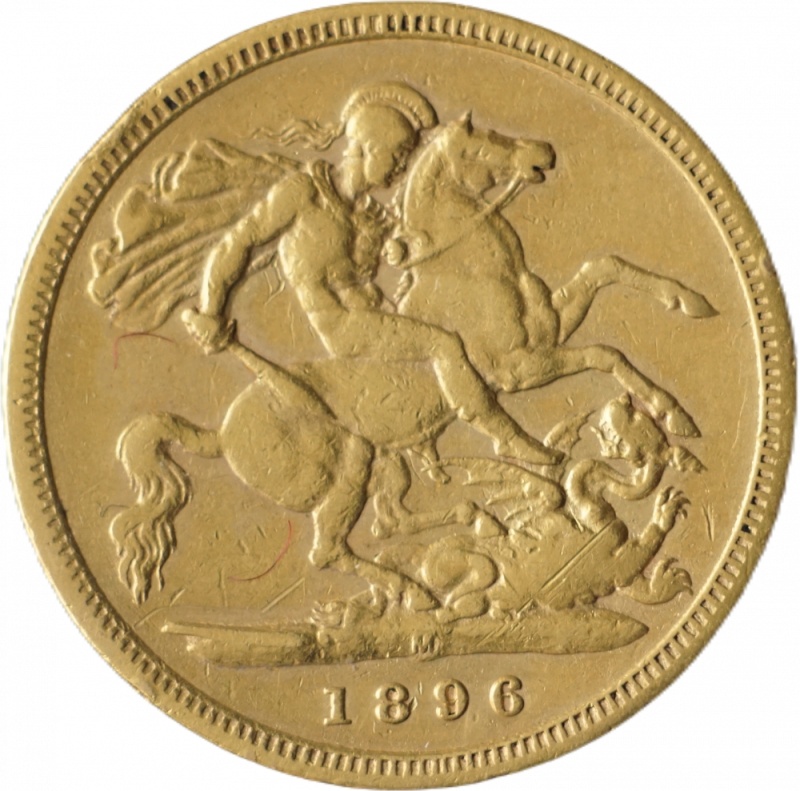 Zlatá mince Anglie - 1/2 Sovereign 1896