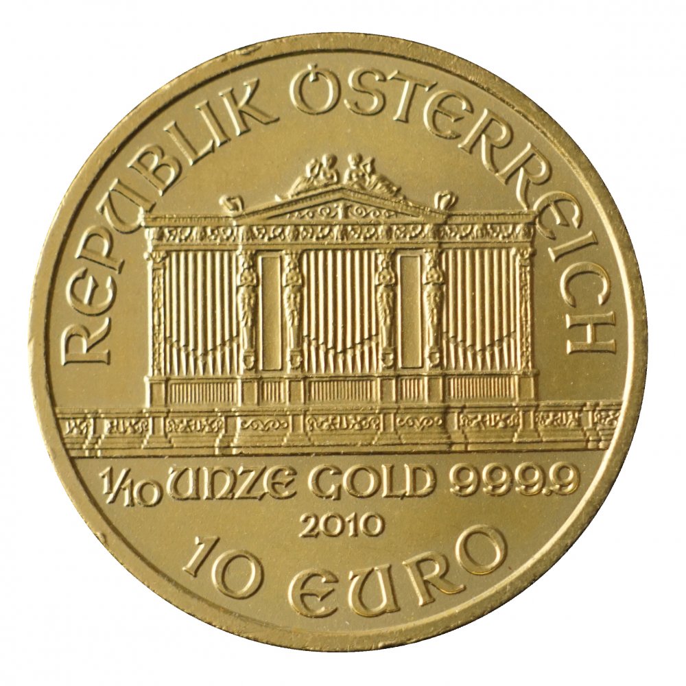 Zlatá mince Rakouska - 1/10 Oz Philharmoniker 2010